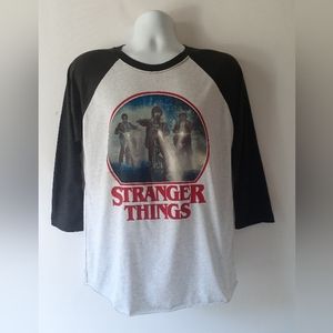 Stanger Things men's black/white long-sleeve t-shirt size M